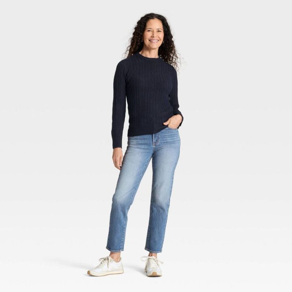 Women's Mid-Rise 80's Slim Straight Ankle Jeans - Universal Thread Light Wash 2 - Picture 3 of 5